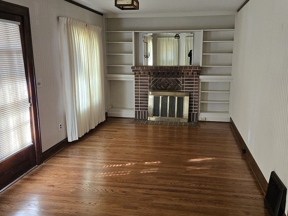 living room and fireplace