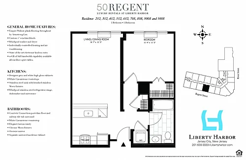 Floor plan 50 REGENT-1 BEDROOM PLAN H