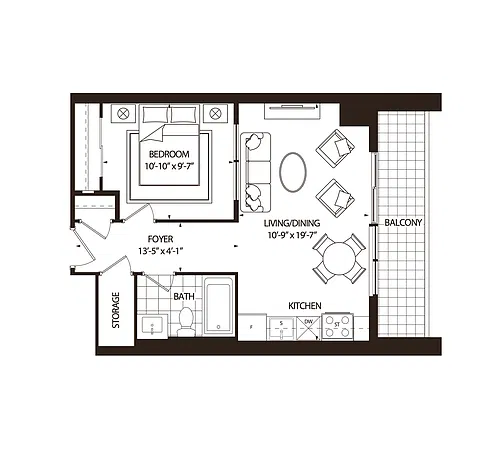 Floor plan 1 Bedroom 1 Bed 1 Bath 7