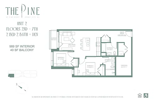 Floor plan Two Bed with Balcony 02 Line