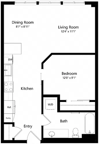 Floor plan U8 Open One Bed