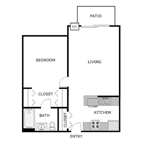 Floor plan 1 Bed 1 Bath