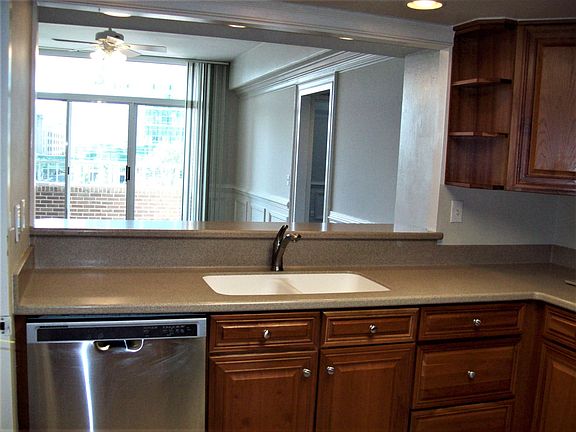 kitchen facing the living area