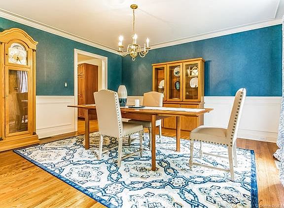 The dining room is spacious...