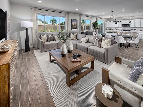 Open-Concept living, dining, and kitchen.