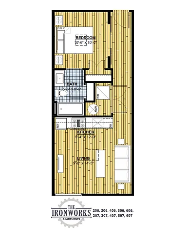 Floor plan 1 Bed | 1 Bath