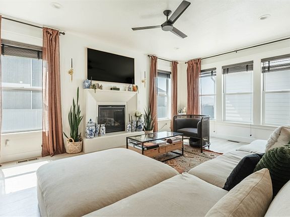 spacious living room with fireplace