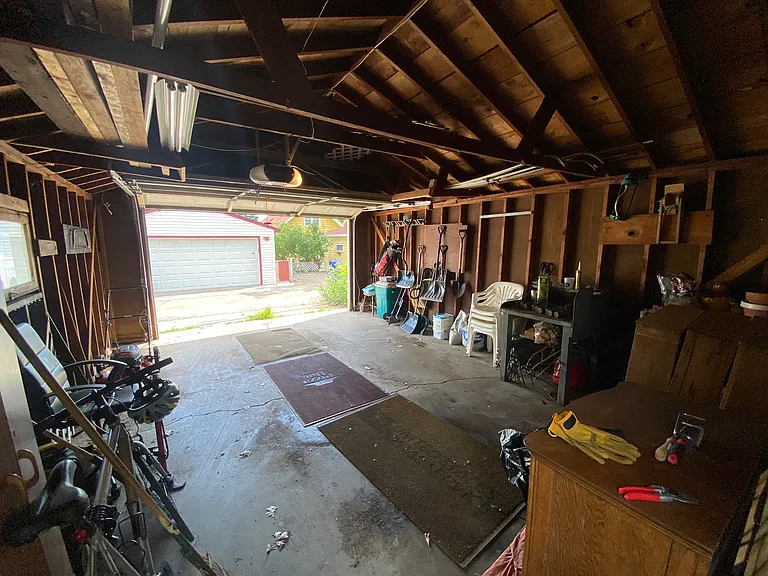Oversized one-car garage with plenty of room for a car, yard tools, bikes, and much more.