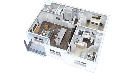 Floor plan 2 Bed, 2 Bath B