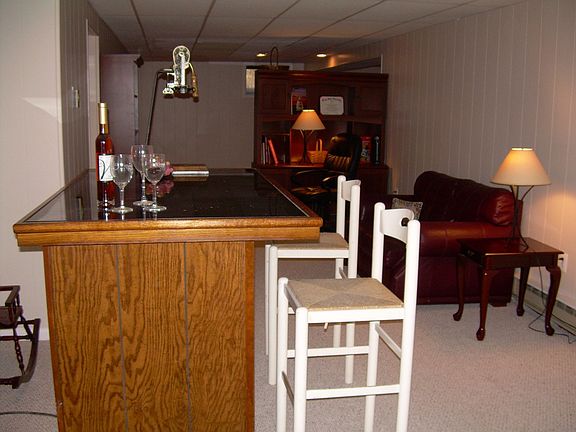 Basement with built in bar