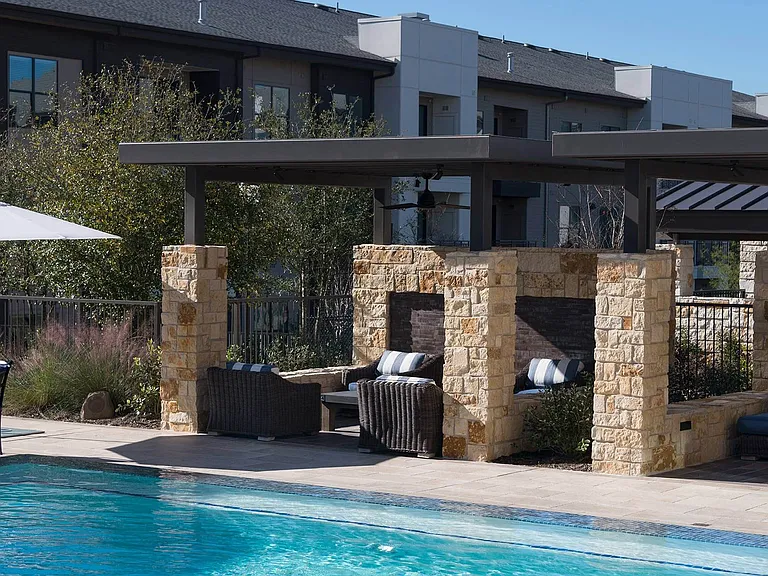 Hang out in the poolside cabanas