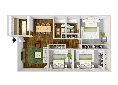 Floor plan Three Bedroom