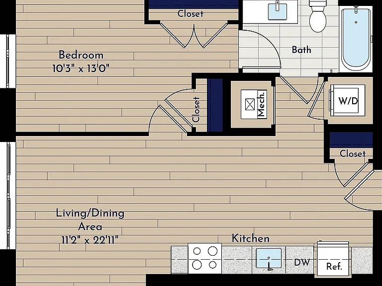 A 1BR-A1.4 One Bedroom Floor Plan A 1BR-A1.4 One Bedroom Floor Plan