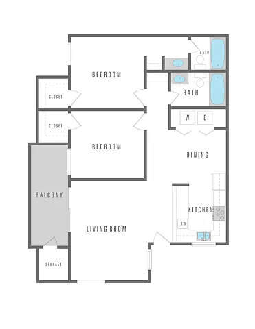 Floor plan 2 Bedroom 2 Bath