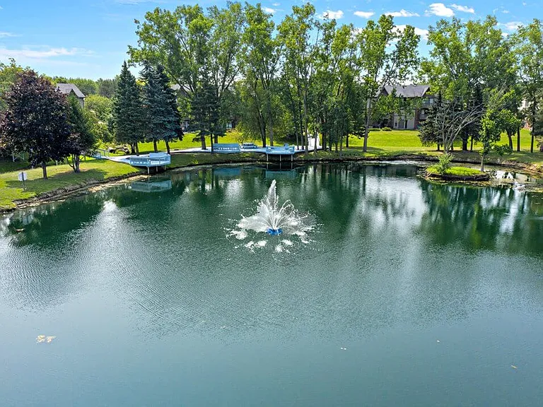 Scenic Pond with Fountain