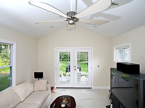 Family room with vaulted ceilings