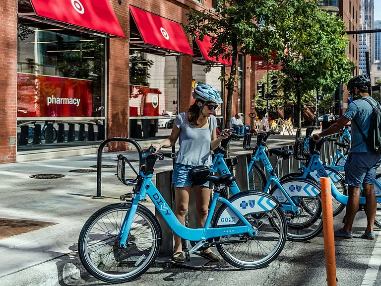 There is a DIVVY bike station just outside the community.