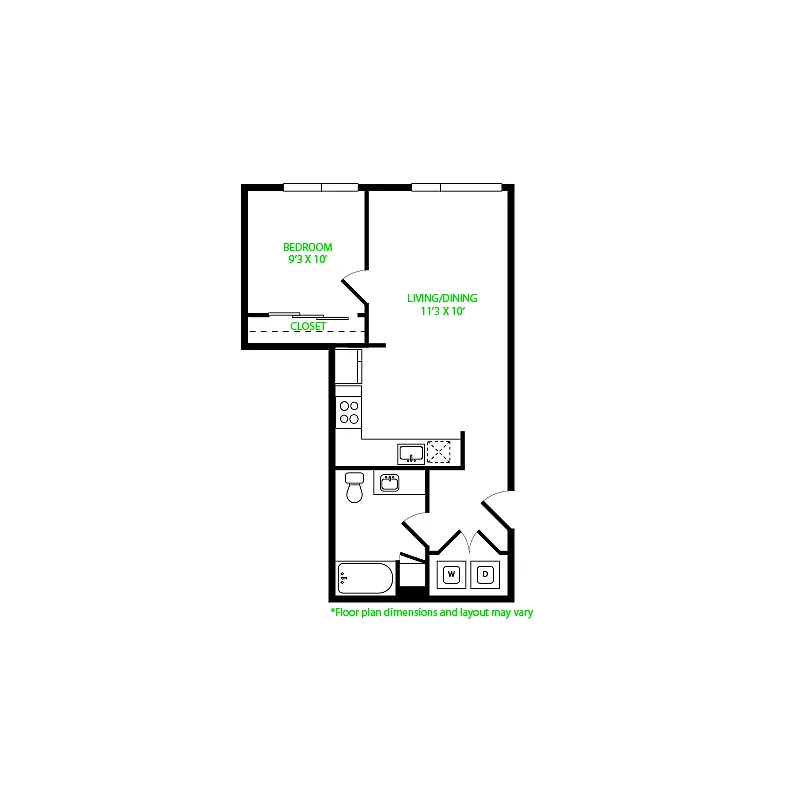 Floor plan 1X1 12