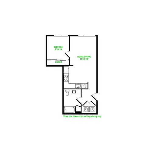 Floor plan 1X1 12