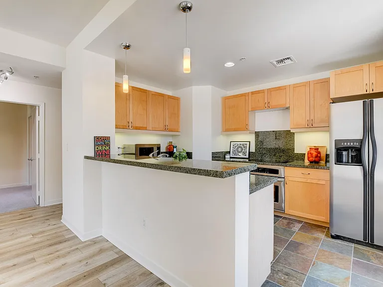 Kitchen with stainless steel appliances