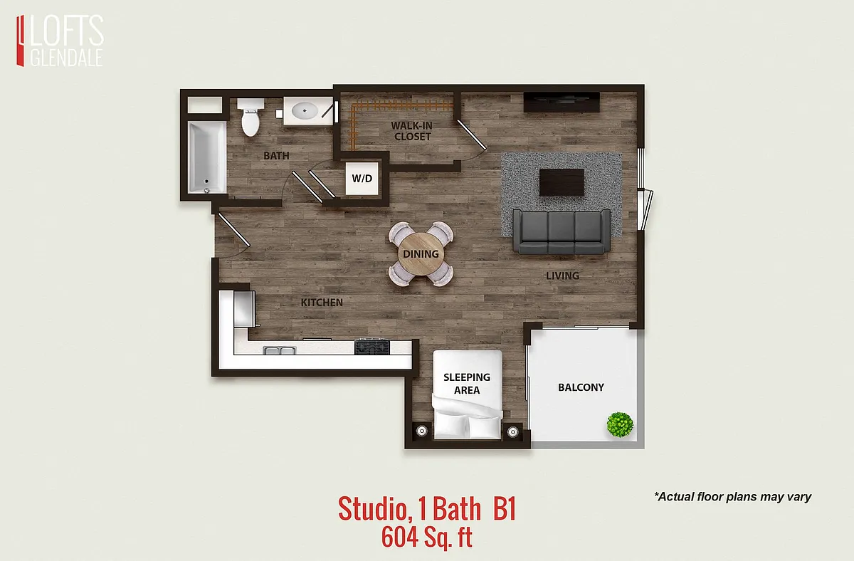 Floor plan Studio, 1 Bath B1