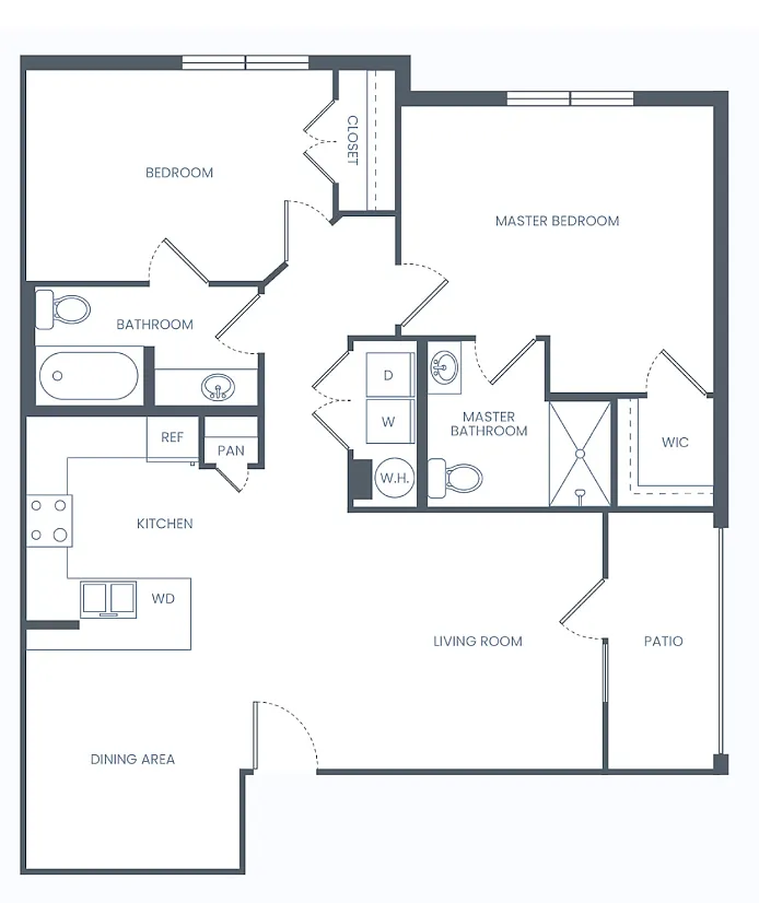 Floor plan Two Bedroom- 1075 Sq Ft