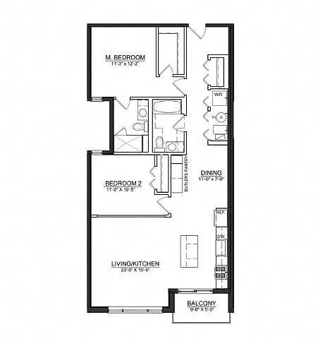 Floor plan 2 Bed 2 Bath B7
