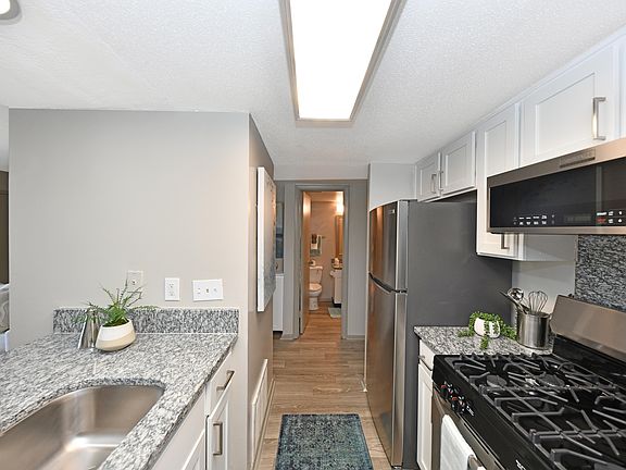 Bright kitchen with modern cabinetry and granite counters