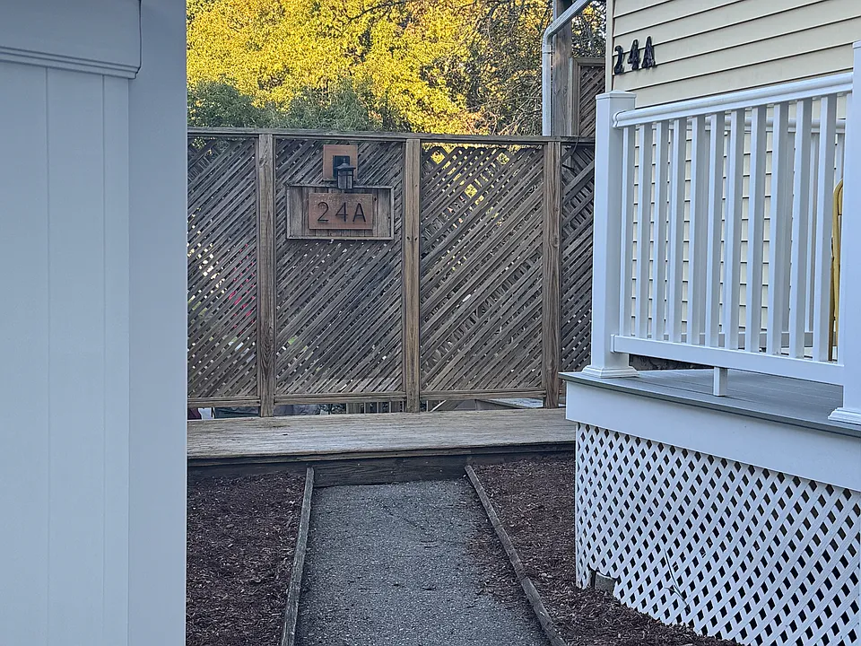 View towards private walkway and deck for 24A Ash Street unit