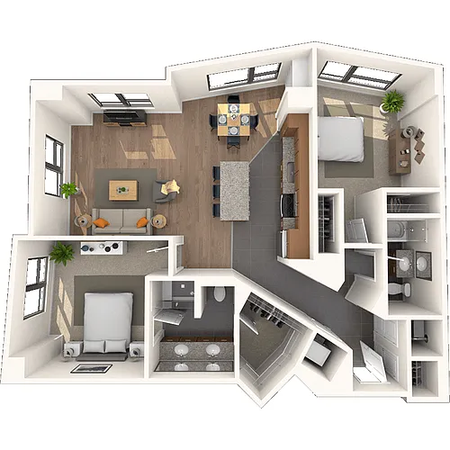 Floor plan Traditional 2x2 1001-1189 SF