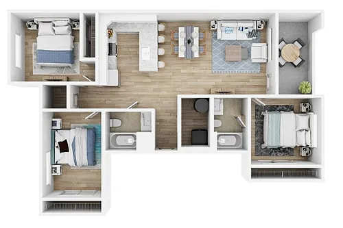 Floor plan C1 - 3 Bed 2 Bath