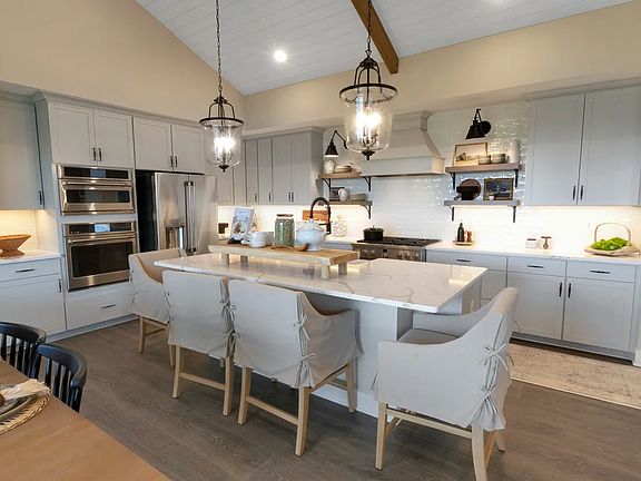 Kitchen with pendant lighting