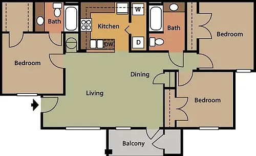 Floor plan 3 Bedroom Balcony