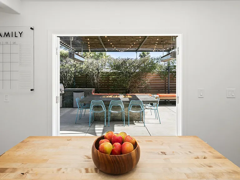 Main house kitchen and outdoor dining area/bbq