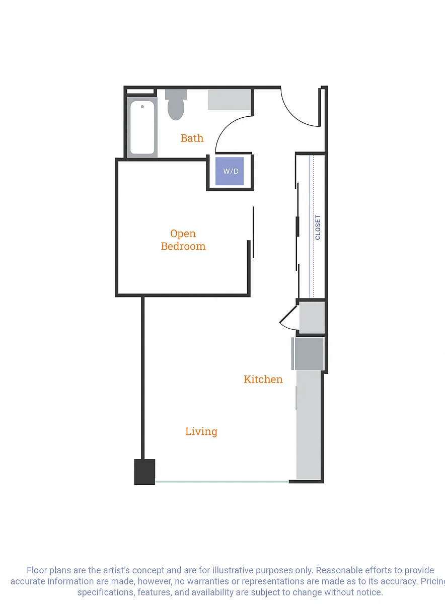 Floor plan Urban 1 Bedroom H
