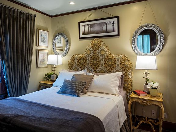 Master Bedroom with custom upholsed headboard