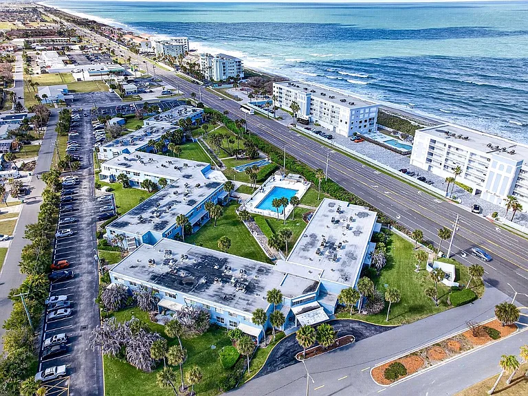 Drone view - looking East (complex is situated on the the west side of A1A and a few hundred feet from the breaking waves).