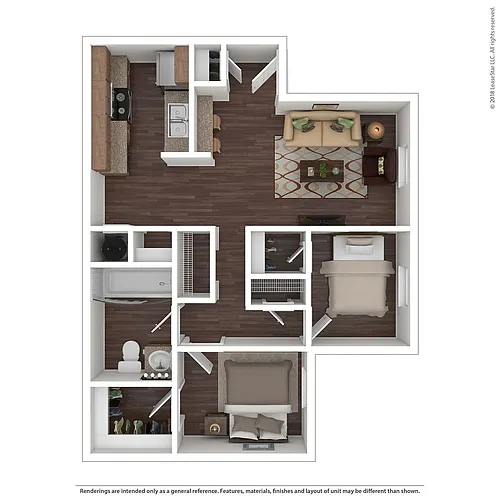 Floor plan 2 Bedroom 1 Bath