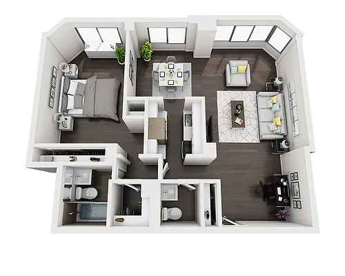Floor plan One Bedroom A1.5A