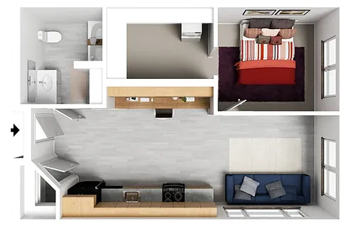 Floor plan Premium 1 Bed - Garage Parking