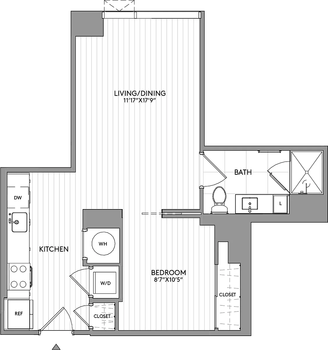 Floor plan Jr-1-Bed-1-Bath-A4