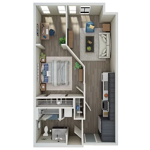 Floor plan 1 Bed, 1 Bath Den - MFTE - N