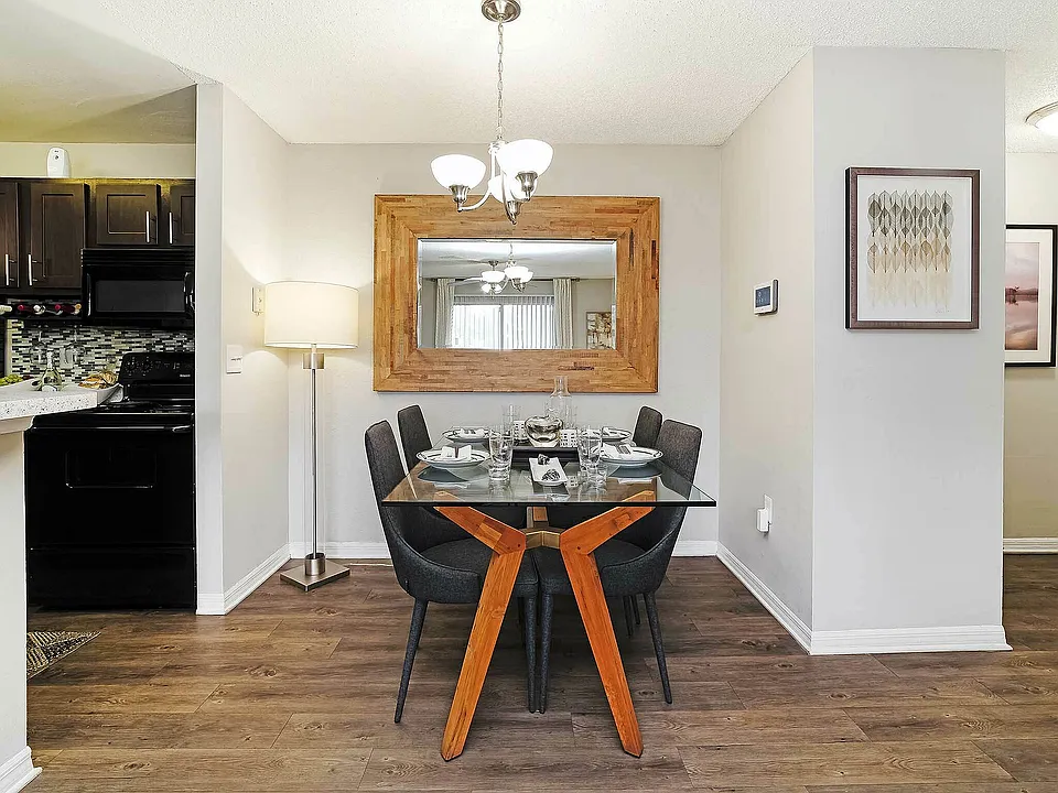 Experience contemporary elegance in this thoughtfully designed dining space.