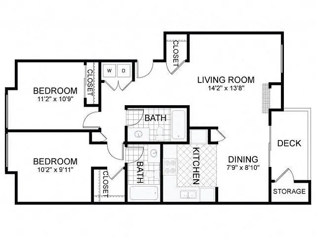 Floor plan 2 BED 2 BATH Standard