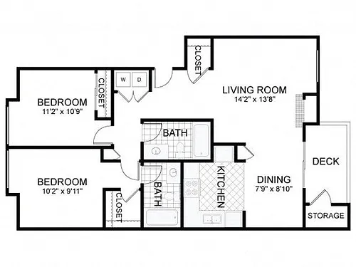 Floor plan 2 BED 2 BATH Standard