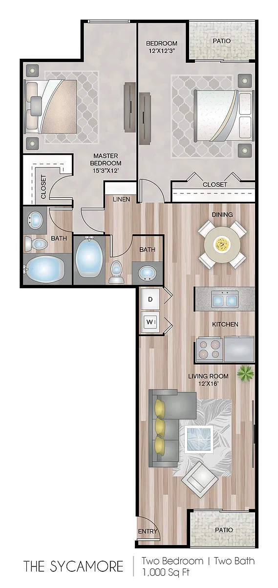 Floor plan The Sycamore with Washer & Dryer