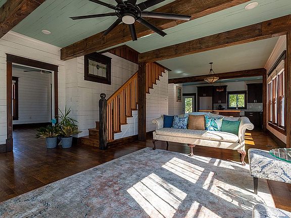 Open living area /Cypress beams