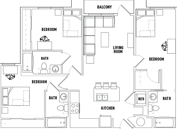 3 Bed - 3 Bath with Balcony 3 Bed - 3 Bath with Balcony
