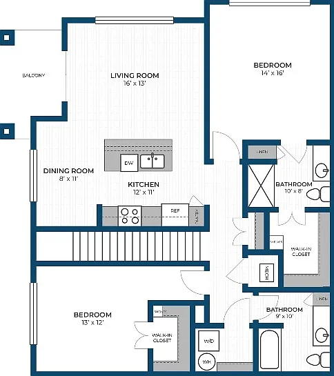 Floor Plan 2C | Seasons at Mount Pleasant | Apartments in Mount Pleasant, WI Floor Plan 2C | Seasons at Mount Pleasant | Apartments in Mount Pleasant, WI