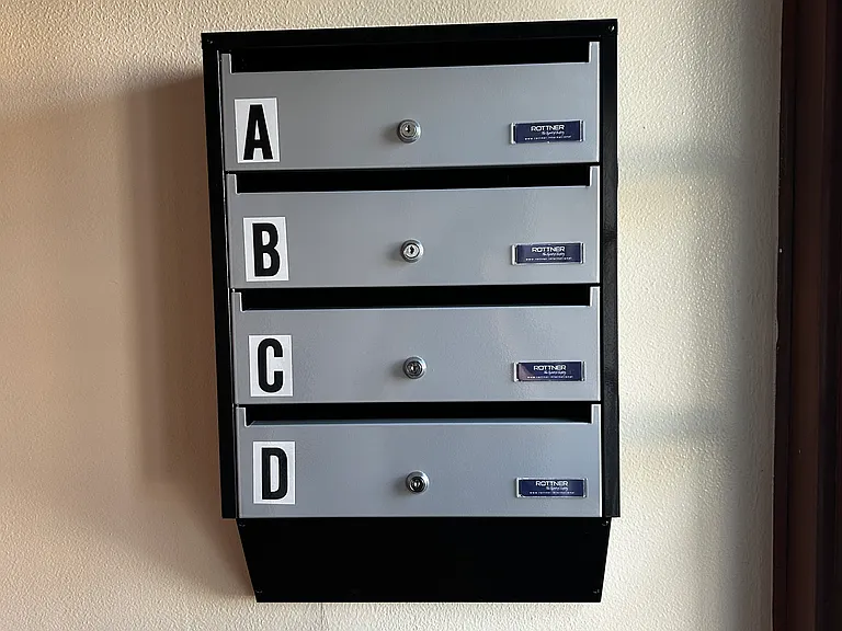 Individual mail boxes.